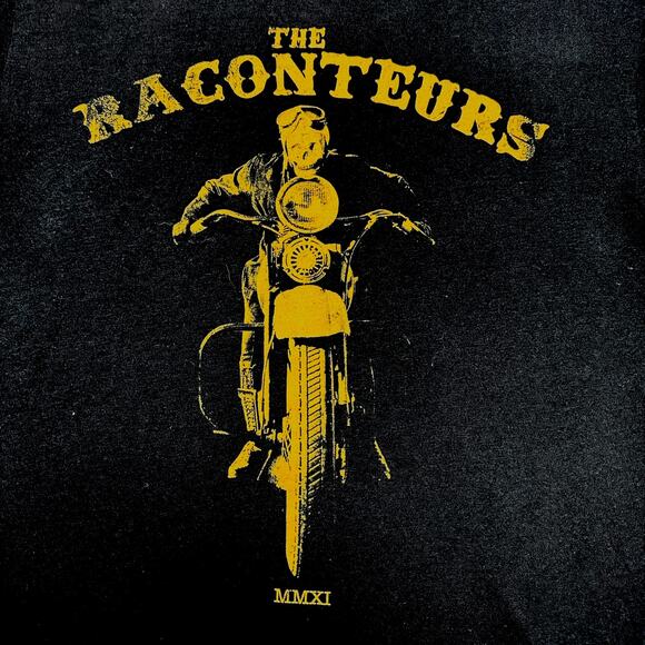 2011 The Raconteurs Band Tee Shirt Jack White Third Man Skull Motorcycle Sz S - Picture 2 of 5